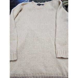Wainscott Knit Sweater Mohair Blend Tan Women's Size Medium Crewneck